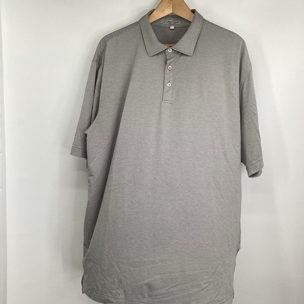 Men's Peter‎ Millar Summer Comfort Short Sleeved Polo Shirt gray/white 2XL